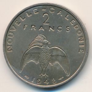 New Caledonia, 2 francs, 1948