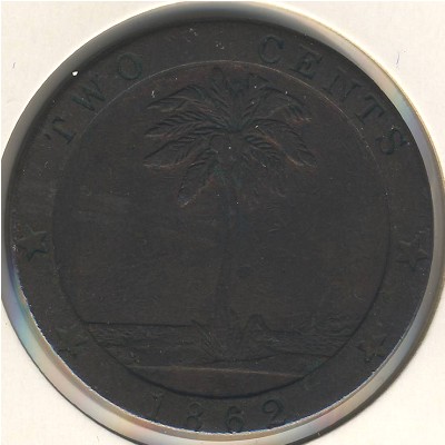 Liberia, 2 cents, 1862