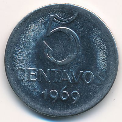 Brazil, 5 centavos, 1969–1975
