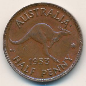 Australia, 1/2 penny, 1953–1955