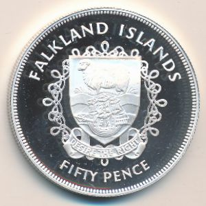 Falkland Islands, 50 pence, 1977