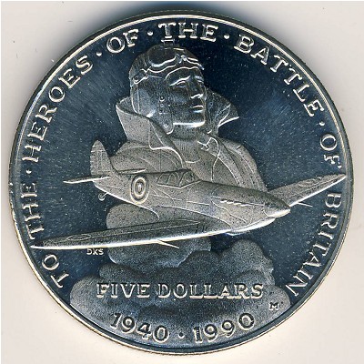 Marshall Islands, 5 dollars, 1990