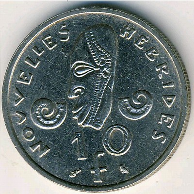 New Hebrides, 10 francs, 1967–1970