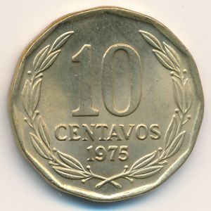 Chile, 10 centavos, 1975–1976