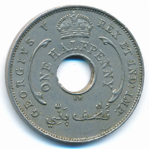 British West Africa, 1/2 penny, 1912–1936