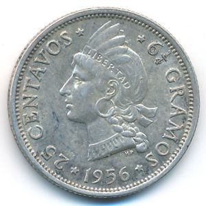 Dominican Republic, 25 centavos, 1937–1961