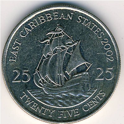 Восточные Карибы, 25 центов (2002–2007 г.)