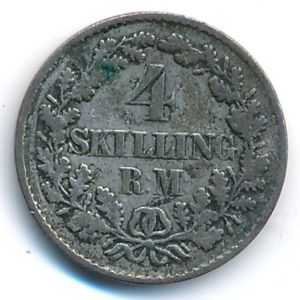 Дания, 4 скиллинга ригсмонт (1854 г.)