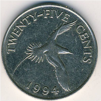 Бермудские острова, 25 центов (1986–1998 г.)