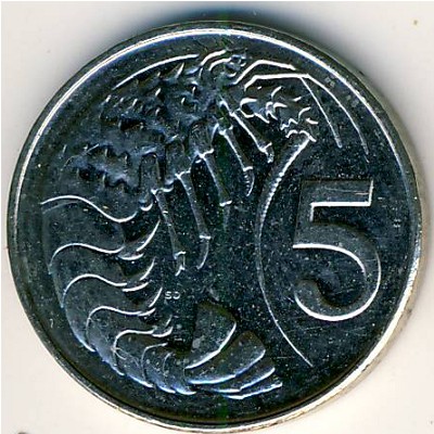 Cayman Islands, 5 cents, 1999–2013