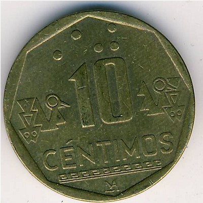 Peru, 10 centimos, 1999–2000