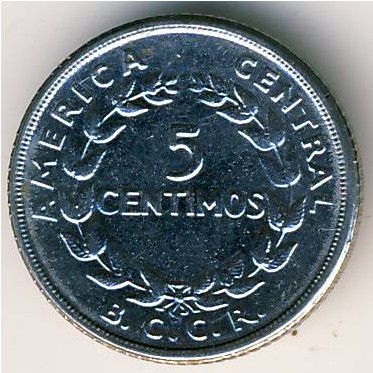 Costa Rica, 5 centimos, 1953–1967