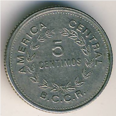 Costa Rica, 5 centimos, 1969–1978