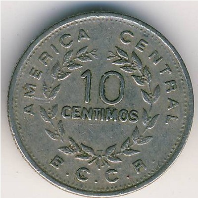 Costa Rica, 10 centimos, 1972–1975
