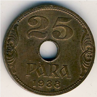 Yugoslavia, 25 para, 1938