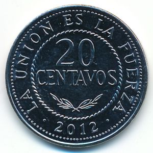 Боливия, 20 сентаво (2010–2012 г.)