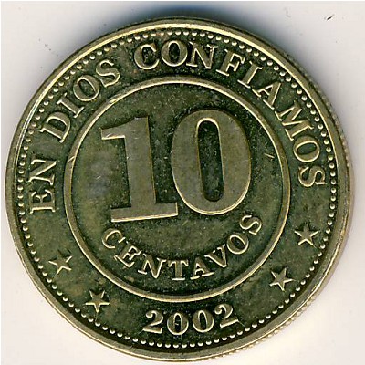 Nicaragua, 10 centavos, 2002