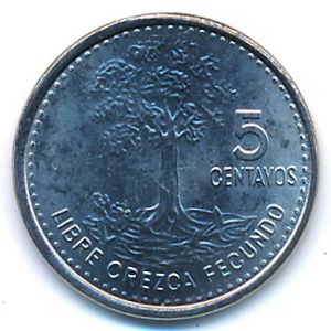 Guatemala, 5 centavos, 2009–2014
