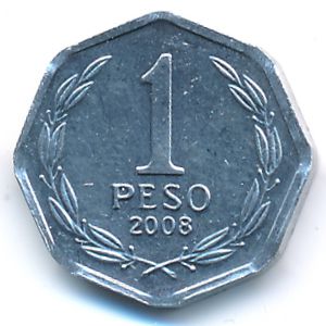Chile, 1 peso, 1992–2013