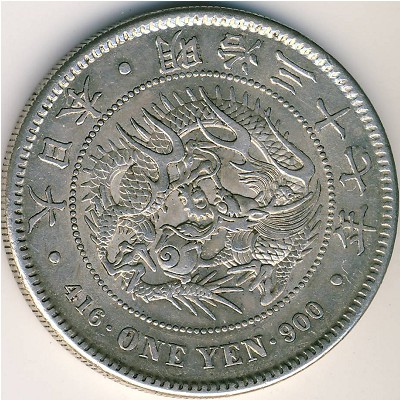Japan, 1 yen, 1886–1912