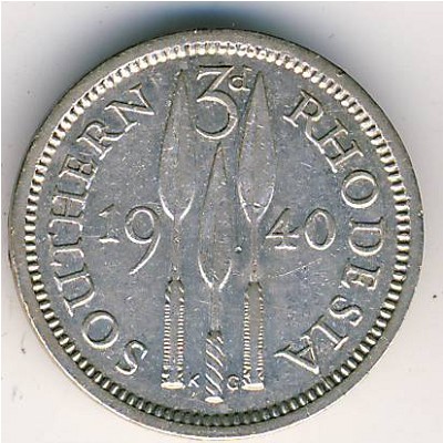 Южная Родезия, 3 пенса (1939–1942 г.)