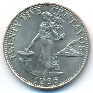 Philippines, 25 centavos, 1958–1966
