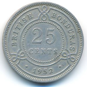 British Honduras, 25 cents, 1952