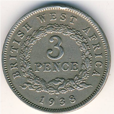 British West Africa, 3 pence, 1938–1947