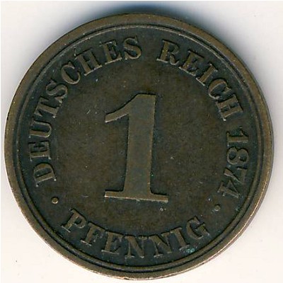 Germany, 1 pfennig, 1873–1889