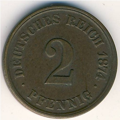 Germany, 2 pfennig, 1873–1877