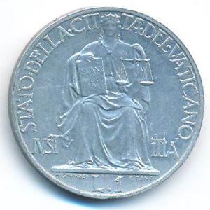 Vatican City, 1 lira, 1947–1949