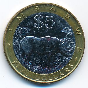 Zimbabwe, 5 dollars, 2001–2003