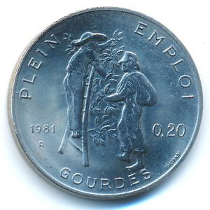 Haiti, 20 centimes, 1981