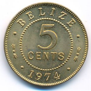 Belize, 5 cents, 1973–1979