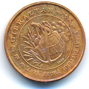 Gibraltar., 1 euro cent, 2004