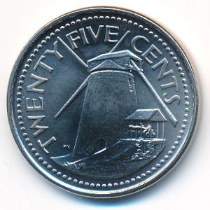 Barbados, 25 cents, 2007–2011