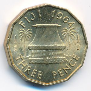 Fiji, 3 pence, 1955–1967