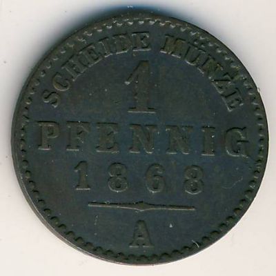 Reuss-Schleiz, 1 pfennig, 1868