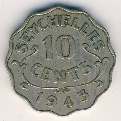 Сейшелы, 10 центов (1939–1944 г.)