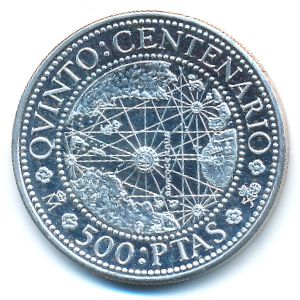 Spain, 500 pesetas, 1990