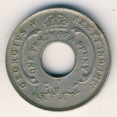 British West Africa, 1/10 penny, 1912–1936