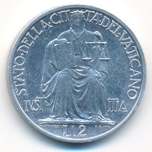 Vatican City, 2 lire, 1947–1949