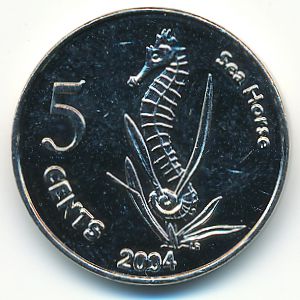Cocos (Keeling) Islands., 5 cents, 2004