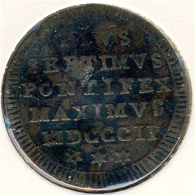 Papal States, 1/2 baiocco, 1802