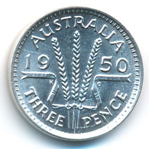 Australia, 3 pence, 1949–1952