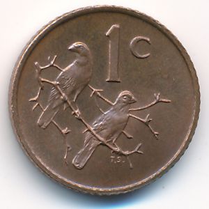South Africa, 1 cent, 1970–1989