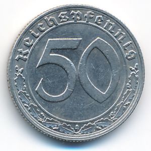 Nazi Germany, 50 reichspfennig, 1938–1939