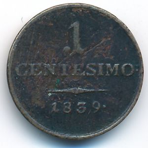 Lombardy-Venetia, 1 centesimo, 1839–1846