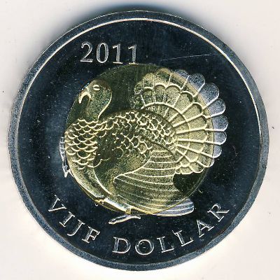 Saba., 5 dollars, 2011