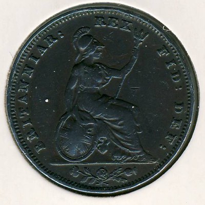 Великобритания, 1 фартинг (1831–1837 г.)